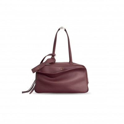 BALENCIAGA MEDIUM LEATHER CARRIE BOWLING TOP-HANDLE BAG 8264252 (35.8*18.7*16.5cm)